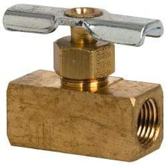 Eaton - 150 Max psi, 1/8" Pipe, Brass, Inline Instrumentation Needle Valve - FNPT x FNPT End Connections - All Tool & Supply