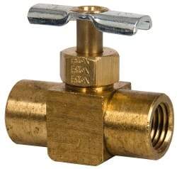 Eaton - 150 Max psi, 1/4" Pipe, Brass, Inline Instrumentation Needle Valve - FNPT x FNPT End Connections - All Tool & Supply