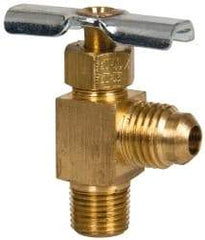 Eaton - 150 Max psi, 1/4 x 1/8" Pipe, Brass, Flare Angled Instrumentation Needle Valve - Flare x MNPT End Connections - All Tool & Supply