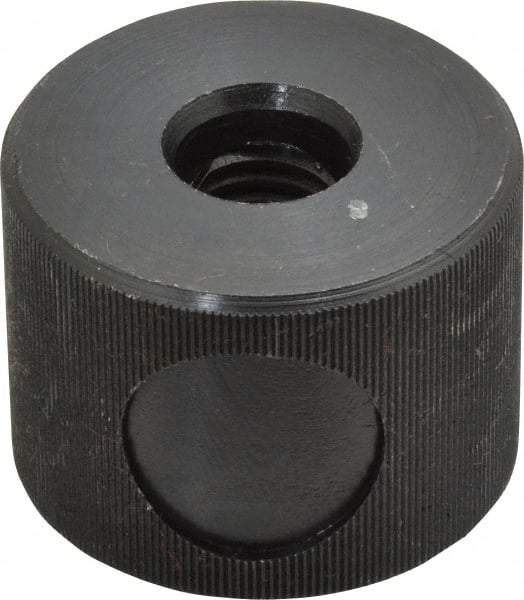 Morton Machine Works - 1/2-13" UNC Thread, Black Oxide Finish, Steel Round Knurled Push Button Thumb Nut - 1-1/8" Overall Height, 1-1/2" Head Diam - All Tool & Supply