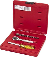 Proto - 12 Piece 1/4" Drive Chrome Finish Socket Set - 12 Points, 3/16" to 9/16" Range, Inch Measurement Standard - All Tool & Supply