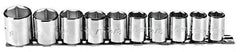 Proto - 10 Piece 3/8" Drive Chrome Finish Socket Set - 6 Points, 5/16" to 7/8" Range, Inch Measurement Standard - All Tool & Supply