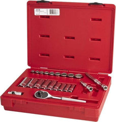 Proto - 22 Piece 3/8" Drive Chrome Finish Deep Well Socket Set - 12 Points, 3/8" to 7/8" Range, Inch Measurement Standard - All Tool & Supply