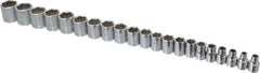 Proto - 21 Piece 3/8" Drive Chrome Finish Socket Set - 6 Points, 6mm to 26mm Range, Metric Measurement Standard - All Tool & Supply