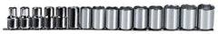 Proto - 15 Piece 1/2" Drive Chrome Finish Socket Set - 6 Points, 10mm to 24mm Range, Metric Measurement Standard - All Tool & Supply