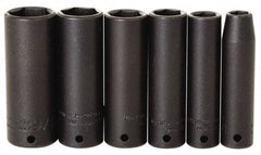 Proto - 7 Piece 1/4" Drive Impact Socket Set - 7mm to 13mm Range, Metric Measurement Standard - All Tool & Supply