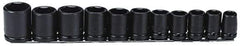 Proto - 11 Piece 1/2" Drive Black Finish Impact Socket Set - 6 Points, 1/2" to 1-1/8" Range, Inch Measurement Standard - All Tool & Supply