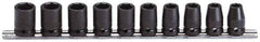 Proto - 10 Piece 1/2" Drive Impact Socket Set - 6 Points, 10 to 19mm, Metric Measurement Standard - All Tool & Supply