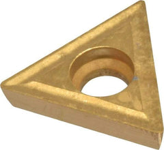 Interstate - TPGH321 HF Grade TCN55 Carbide Turning Insert - TiN Finish, 60° Triangle, 3/8" Inscr Circle, 1/8" Thick, 1/64" Corner Radius - All Tool & Supply