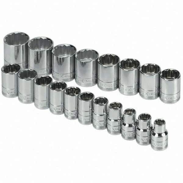 SK - 1/2" Drive Standard Socket Set - 10 to 28mm, Metric Measurement Standard - All Tool & Supply