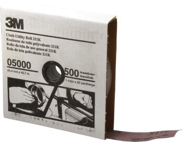 3M - 1" x 50 Yd 500 Grit Aluminum Oxide Cloth Roll - Super Fine Grade, J Weighted Backing - All Tool & Supply