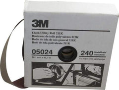 3M - 1-1/2" x 50 Yd 240 Grit Aluminum Oxide Cloth Roll - Very Fine Grade, J Weighted Backing - All Tool & Supply