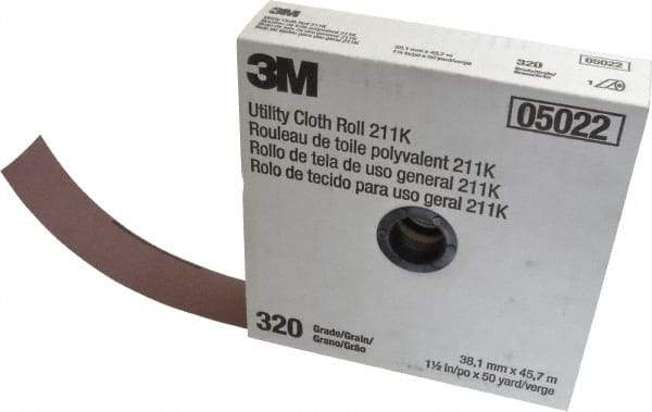 3M - 1-1/2" x 50 Yd 320 Grit Aluminum Oxide Cloth Roll - Extra Fine Grade, J Weighted Backing - All Tool & Supply