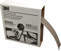 3M - 2" x 50 Yd 220 Grit Aluminum Oxide Cloth Roll - Very Fine Grade, J Weighted Backing - All Tool & Supply