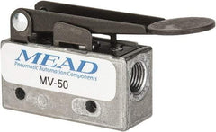 Mead - 0.11 CV Rate, 3 Way Pilot Air Valve - Fingertip Lever Actuator - All Tool & Supply