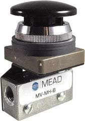 Mead - 0.11 CV Rate, 3 Way Pilot Air Valve - Mushroom Head Actuator - All Tool & Supply