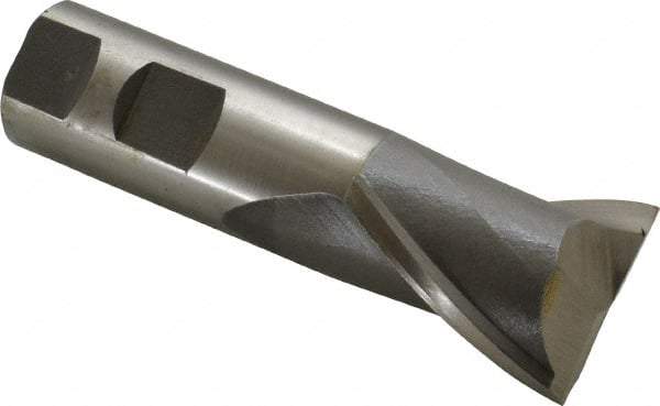 Interstate - 1-3/8", 1-5/8" LOC, 1" Shank Diam, 4-1/8" OAL, 2 Flute, High Speed Steel Square End Mill - Single End, Uncoated, Spiral Flute, 30° Helix, Centercutting, Right Hand Cut, Right Hand Flute - All Tool & Supply