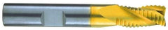 RobbJack - 1/2" Diam, Fine Pitch, 5/8" LOC, 3 Flute Solid Carbide Roughing Square End Mill - TiN Finish, 3" OAL, 1/2" Shank Diam, Single End, Centercutting, 30° Helix - All Tool & Supply