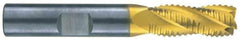 RobbJack - 7/16" Diam, Fine Pitch, 1" LOC, 4 Flute Solid Carbide Roughing Square End Mill - TiN Finish, 2-3/4" OAL, 7/16" Shank Diam, Single End, Centercutting, 30° Helix - All Tool & Supply