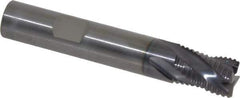 RobbJack - 1/2" Diam, Fine Pitch, 5/8" LOC, 4 Flute Solid Carbide Roughing Square End Mill - AlTiN Finish, 3" OAL, 1/2" Shank Diam, Single End, Centercutting, 30° Helix - All Tool & Supply