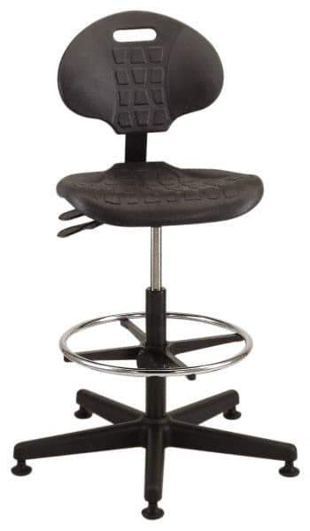 Made in USA - Tilt Poly Chair with Adjustable Footring - Polyurethane Seat, Black - All Tool & Supply