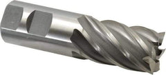 Interstate - 1-1/4", 2" LOC, 1-1/4" Shank Diam, 4-1/2" OAL, 6 Flute, High Speed Steel Square End Mill - Single End, Uncoated, Spiral Flute, 30° Helix, Right Hand Cut, Right Hand Flute - All Tool & Supply