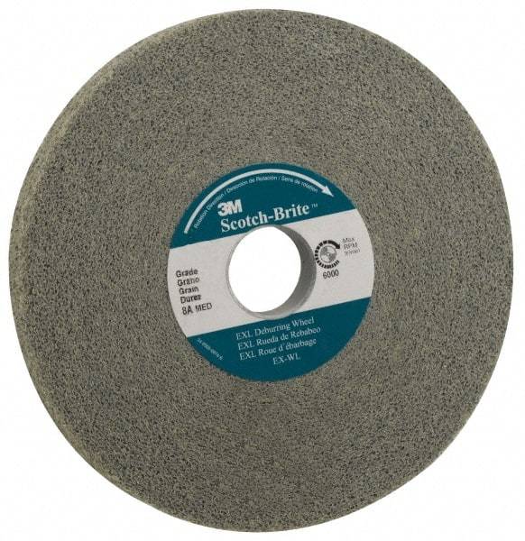 3M - 14" Diam, 1" Face Width, 8" Center Hole, Medium Grade, Aluminum Oxide Deburring Wheel - Convolute, Hard Density 8 Grade, 2,550 RPM - All Tool & Supply