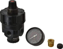 Norgren - 3/8 NPT Port, Zinc Hi-Flow Regulator - 10 to 125 psi Range, 300 Max psi Supply Pressure, 3/8" Gauge Port Thread, 2.7" Wide x 4.83" High - All Tool & Supply