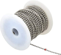 Made in USA - Number 6 Trade Size Stainless Steel Ball Chain - 0.127 Inch Ball Diameter, 45 Lbs. Tensile Strength, 100 Ft. Long , 72 Balls per Foot - All Tool & Supply