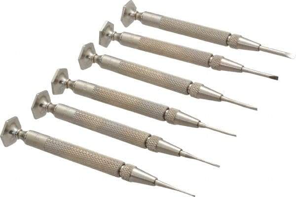 Starrett - 6 Piece Slotted Screwdriver Set - Round Shank, Blade Sizes: Length 5/8 - All Tool & Supply