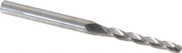 Accupro - 0.5° Taper Angle per Side, 1/8" Small End Diam, 1" LOC, Solid Carbide 3 Flute Tapered Ball End Mill - 2-1/2" OAL, 3/16" Shank Diam - All Tool & Supply