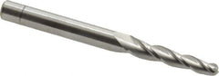 Accupro - 2° Taper Angle per Side, 1/8" Small End Diam, 3/4" LOC, Solid Carbide 3 Flute Tapered Ball End Mill - 2" OAL, 3/16" Shank Diam - All Tool & Supply