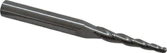 Accupro - 3° Taper Angle per Side, 3/32" Small End Diam, 1" LOC, Solid Carbide 3 Flute Tapered Ball End Mill - 2-1/2" OAL, 1/4" Shank Diam - All Tool & Supply