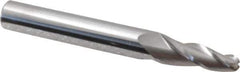 Accupro - 5° Taper Angle per Side, 3/16" Small End Diam, 3/4" LOC, Solid Carbide 3 Flute Tapered Ball End Mill - 2-1/2" OAL, 5/16" Shank Diam - All Tool & Supply