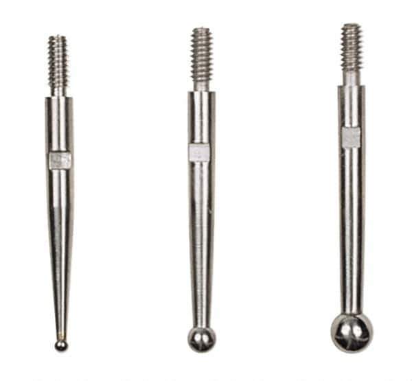 SPI - 0.08" Ball Diam, Chrome Plated, Ball Test Indicator Contact Point - 3/4" Contact Point Length, Use with 0.0005" Reading Models 24-400-4 & 24-402-0 - All Tool & Supply