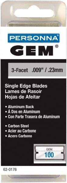 GEM - 100 Piece Steel Single Edge Blade - 1-1/2" OAL, 0.009" Blade Thickness - All Tool & Supply