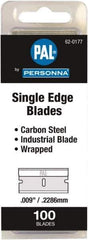 Personna - 100 Piece Steel Single Edge Blade - 1-1/2" OAL, 0.009" Blade Thickness - All Tool & Supply