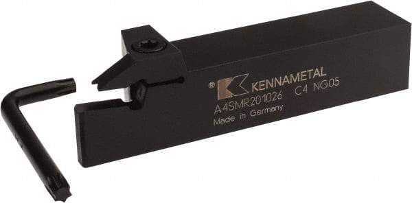 Kennametal - 1.02" Max Depth of Cut, 10mm Min Groove Width, 6" OAL, Right Hand Indexable Grooving Cutoff Toolholder - 10 Seat Size, 1-1/4" Shank Height x 1-1/4" Shank Width, A4..10.. Insert Style, A4SM Toolholder Style, Series A4 - All Tool & Supply