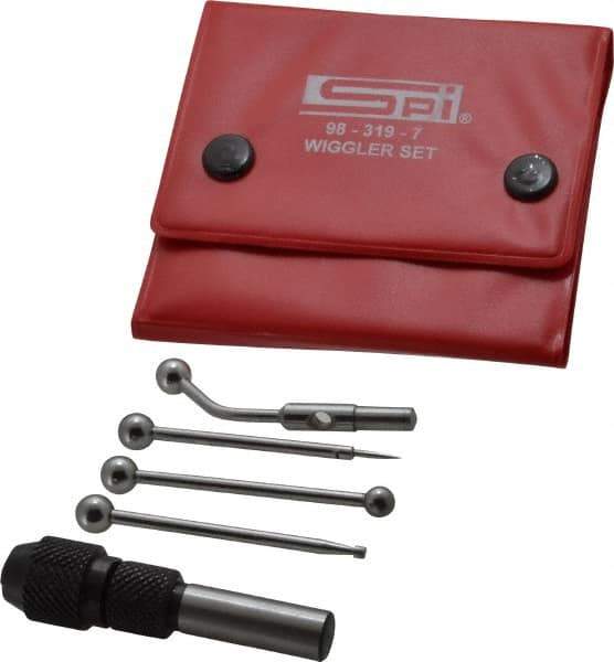 SPI - 0.0002 Inch Accuracy, Single End, Center Finder Set Mechanical - 0.1 Inch Head Diameter, Includes 4 Attachments, Case, Holder, 4 Pieces - All Tool & Supply