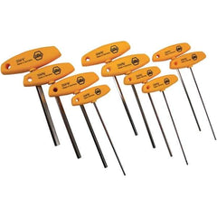 Wiha - 10 Piece, T-Handle Cushion Grip Hex Key Set - 3/32 to 3/8" Range, - All Tool & Supply