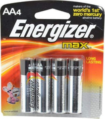 Energizer - Size AA, Alkaline, 4 Pack, Standard Battery - 1.5 Volts, Flat Terminal, LR6, ANSI, IEC Regulated - All Tool & Supply