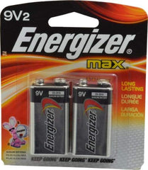 Energizer - Size 9V, Alkaline, 2 Pack, Standard Battery - 9 Volts, Miniature Snap Terminal, 6LR61, ANSI, IEC Regulated - All Tool & Supply