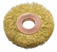 Made in USA - 2" OD, 1/2" Arbor Hole, Crimped Brass Wheel Brush - All Tool & Supply