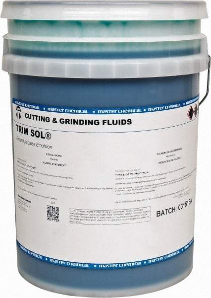 Master Fluid Solutions - Trim SOL, 5 Gal Pail Cutting & Grinding Fluid - Water Soluble, For Grinding, Turning - All Tool & Supply