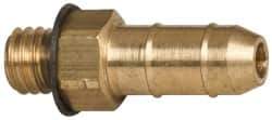 Parker - 11/64" Tube ID, 10-32 Thread, Metal Barbed Male Tube Connector - Brass, 1/4" Tube OD - All Tool & Supply