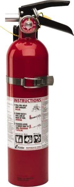 Kidde - 2.6 Lb, 1-A:10-B:C Rated, Dry Chemical Fire Extinguisher - 3-1/4" Diam x 15" High, 100 psi, 15' Discharge in 12 sec, Rechargeable, Seamless Aluminum Cylinder - All Tool & Supply