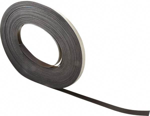 Mag-Mate - 100' Long x 1/2" Wide x 1/32" Thick Flexible Magnetic Strip - 4 Lb Max Pull Force, 2 Linear Ft/Lb Magnetic Pull Force, Adhesive Back - All Tool & Supply