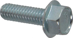 Value Collection - 5/16-18 UNC, 1" Length Under Head, Hex Drive Flange Bolt - 1" Thread Length, Grade 2 Steel, Serrated Flange, Zinc-Plated Finish - All Tool & Supply