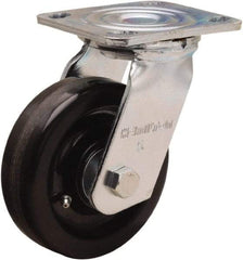 Hamilton - 5" Diam x 1-1/2" Wide x 6-1/2" OAH Top Plate Mount Swivel Caster - Phenolic, 550 Lb Capacity, Straight Roller Bearing, 4 x 4-1/2" Plate - All Tool & Supply