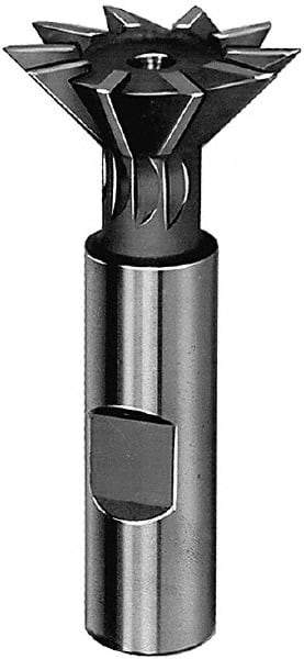 Keo - 2-1/2" Diam x 3/4" Width of Cut, 45° Included Angle, Cobalt Dovetail Cutter - 1" Shank Diam, 3" Shank Length, 3-3/4" Overall Length, Weldon Flat, Uncoated - All Tool & Supply